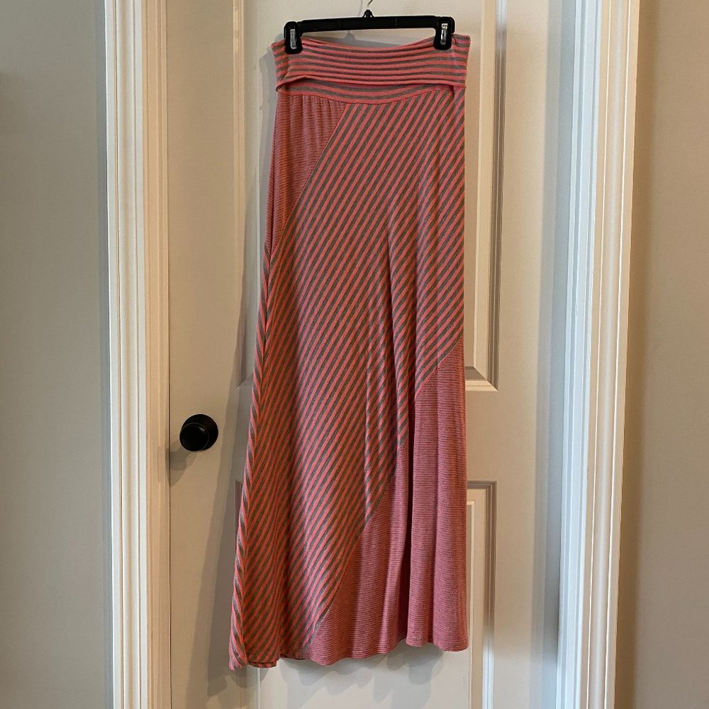 Joe B | Pink & Gray Striped Maxi Skirt